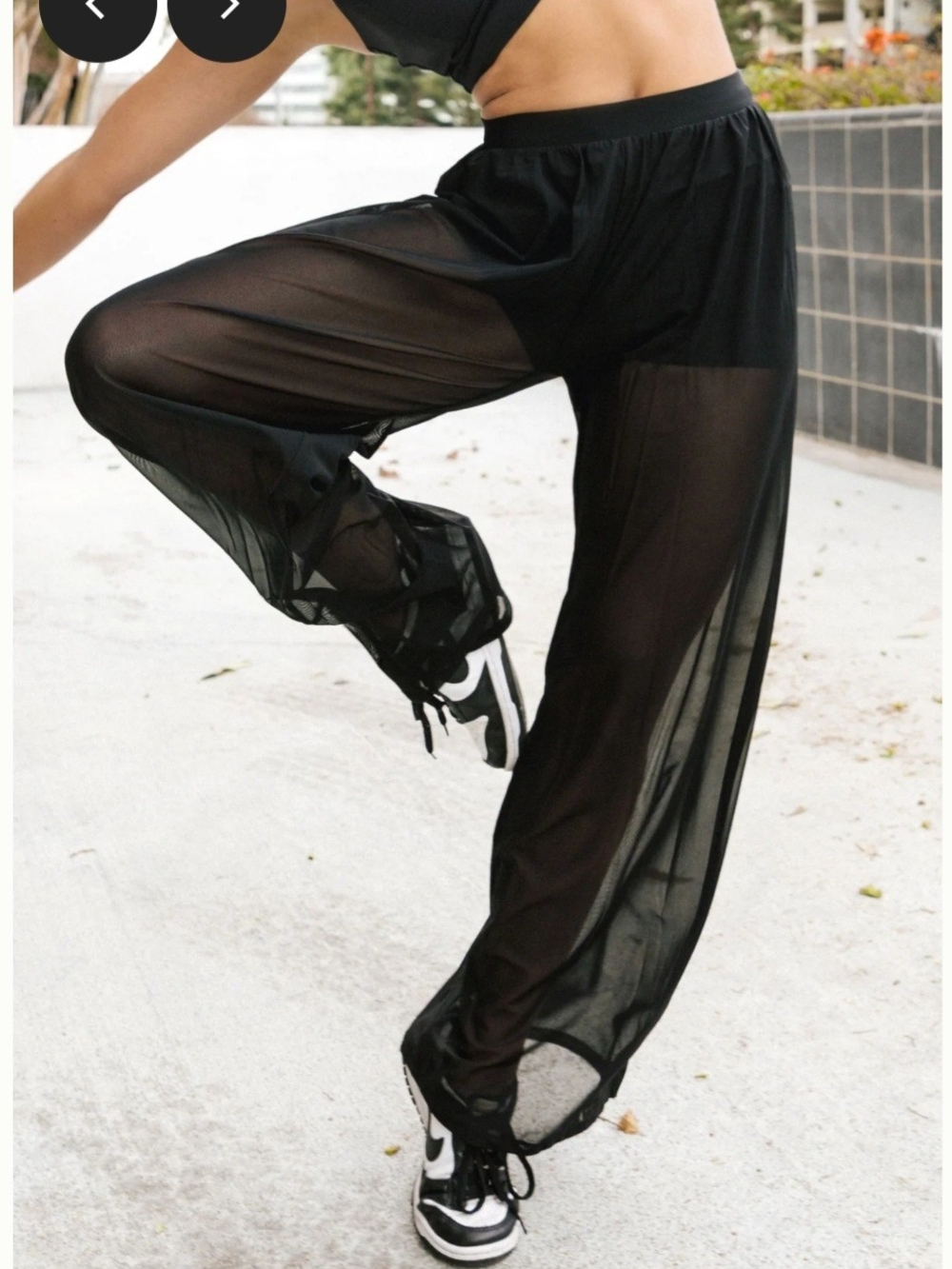 Tiger Friday Dancewear Breezy Babe Mesh Pant Black High Waist Wide Leg Adult SM